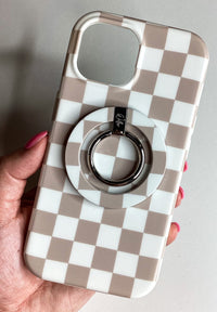 Beige Boho Check MagSafe Phone Ring